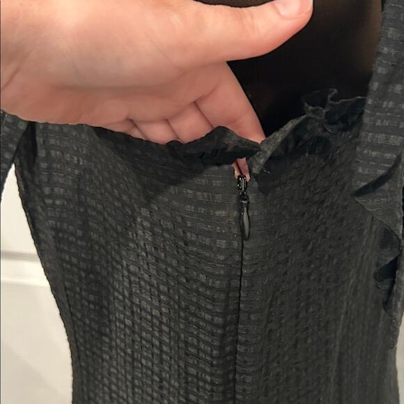 Marie Oliver Maya Women’s Black Midi Dress Linen Silk Blend Bow Straps Size Med - Picture 8 of 15